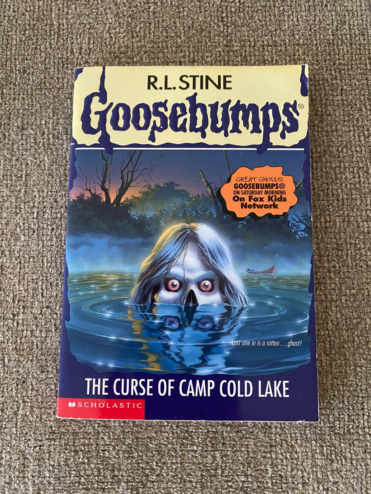 LN 1st print Goosebumps #56 The Curse of Camp Cold Lake w/att bookmark & cards