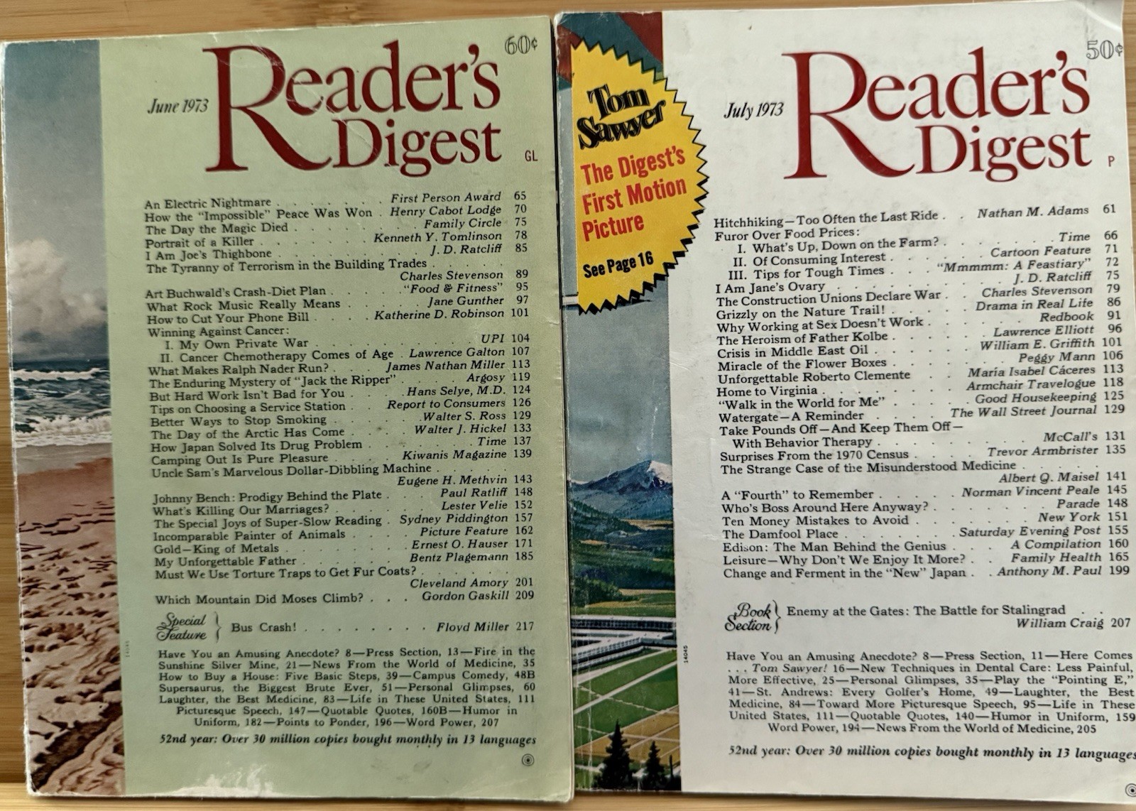 1973 June July READER’S DIGEST MAGAZINE Vintage Retro Timeless Short Stories