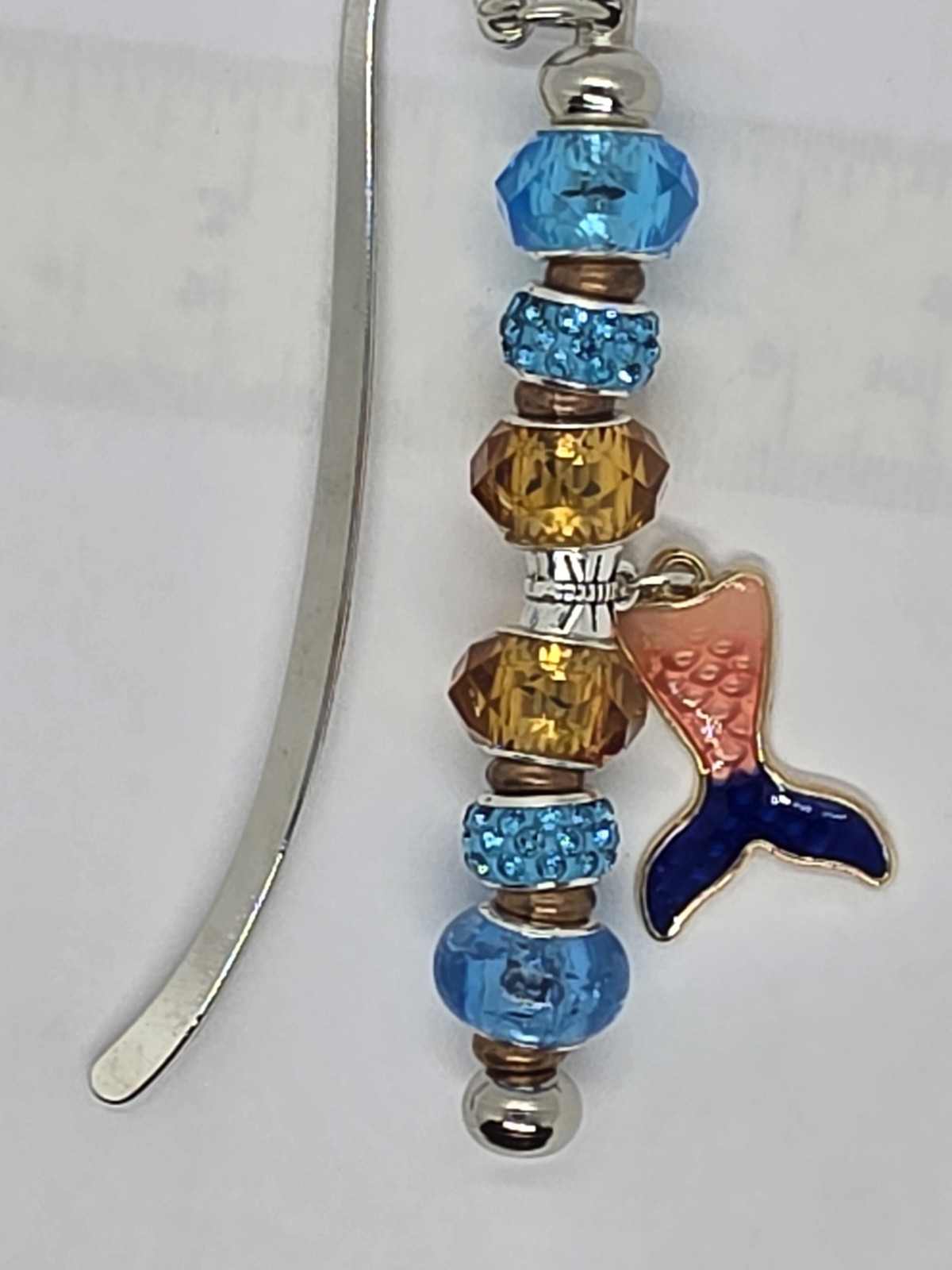Beaded Bookmark Mermqid Tail Multicolor Rhinestones 3.4″ In. Long. #10