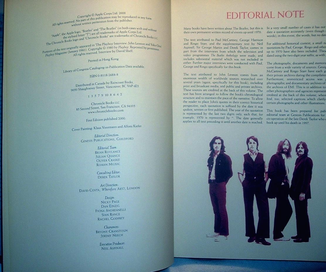 The Beatles Anthology By the Beatles Illustrated Hardcover Book 1st Edition 2000