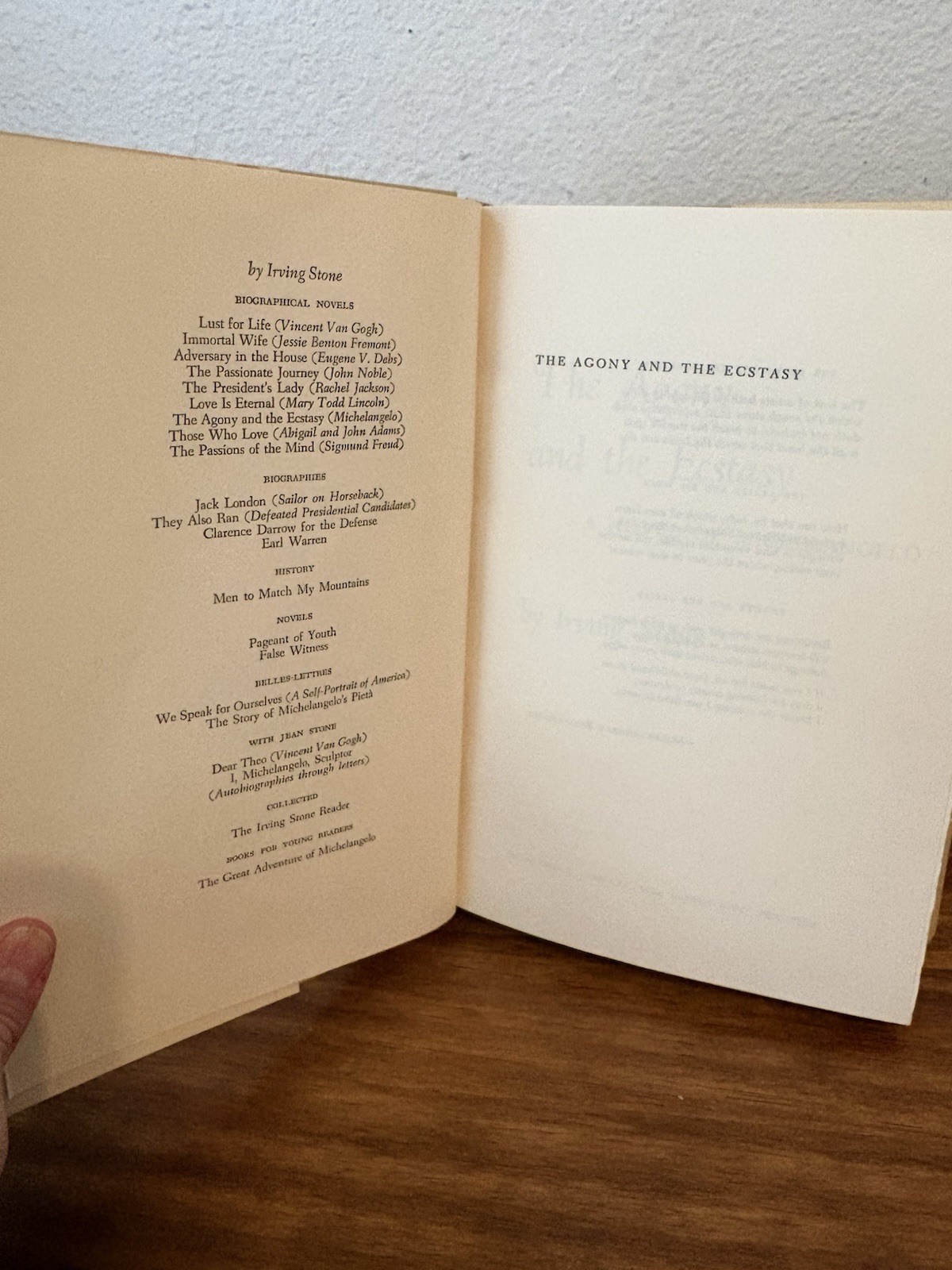THE AGONY AND THE ECSTASY by Irving Stone, Signed Hardcover w Dust Jacket