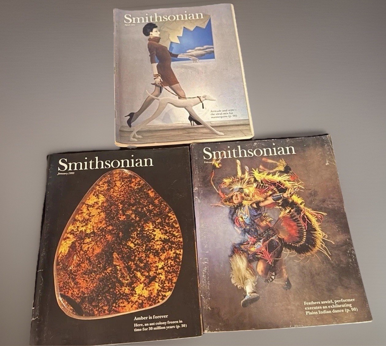 Mixed Lot Of 6 Smithsonian Magazines – 1 From 1991 – 3 From 1992 – 2 From 1993
