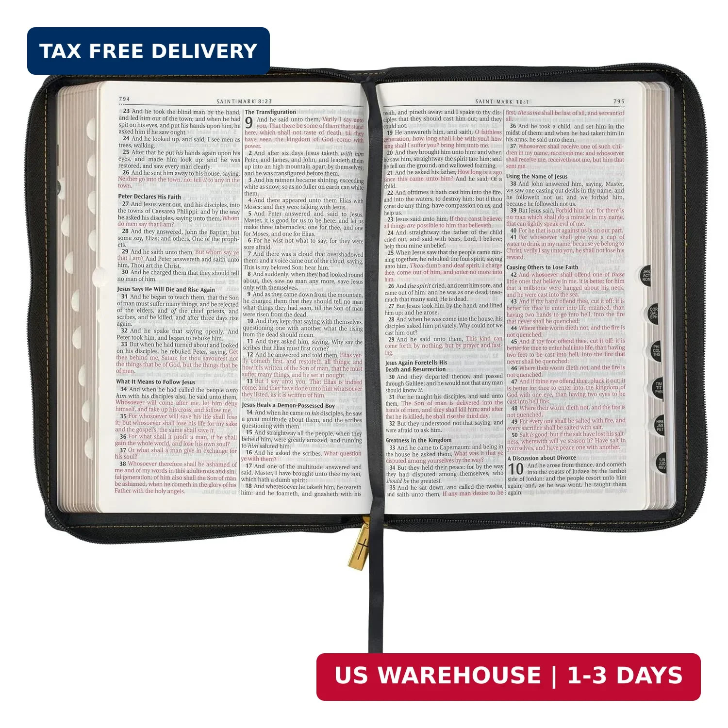 KJV Large Print Thinline Bible Black Zipper Indexed BRAND NEW in Shrink Wrap!!!