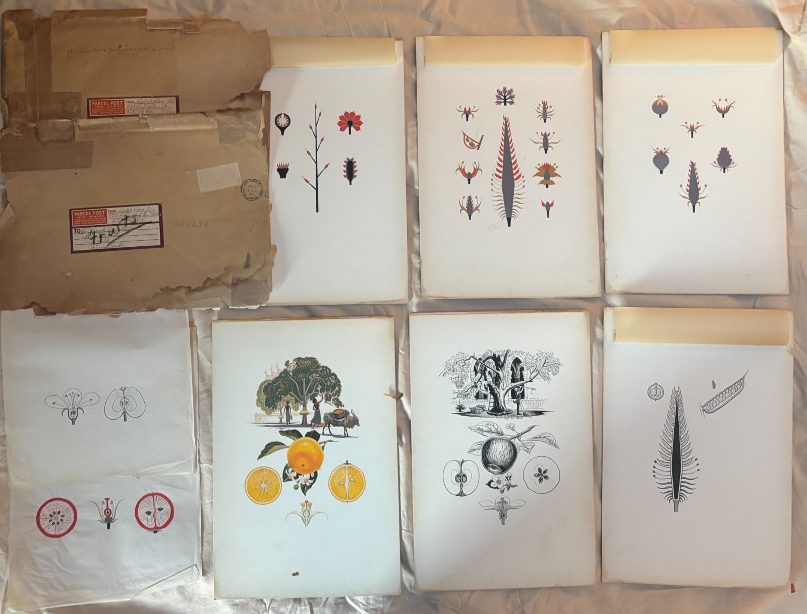 ORIGINAL RALPH RAY JR 1950 WATERCOLOR PAINTINGS DRAWINGS NORTH CAROLINA ARTIST