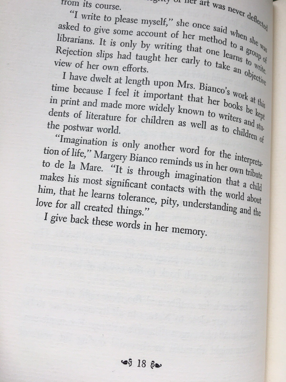 Margery Williams Bianco (Velveteen Rabbit) Writing & Criticism Horn Book