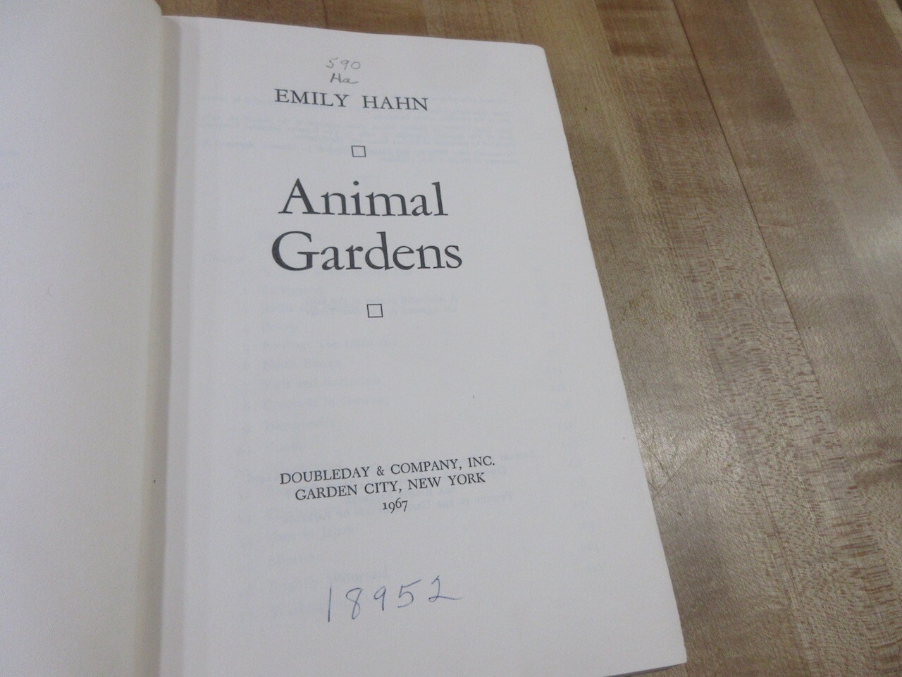 1967 Animal Gardens by Emily Hahn hardcover dust jacket ex library (b)