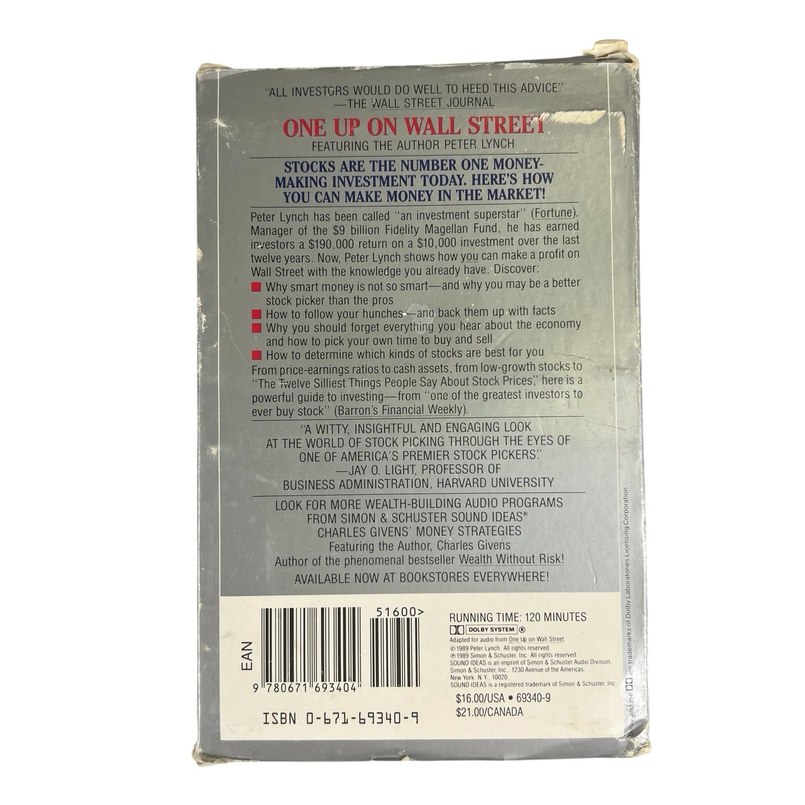 Peter Lynch One Up On Wall Street Audiobook Cassette Tape 2 Set 1989 Rare