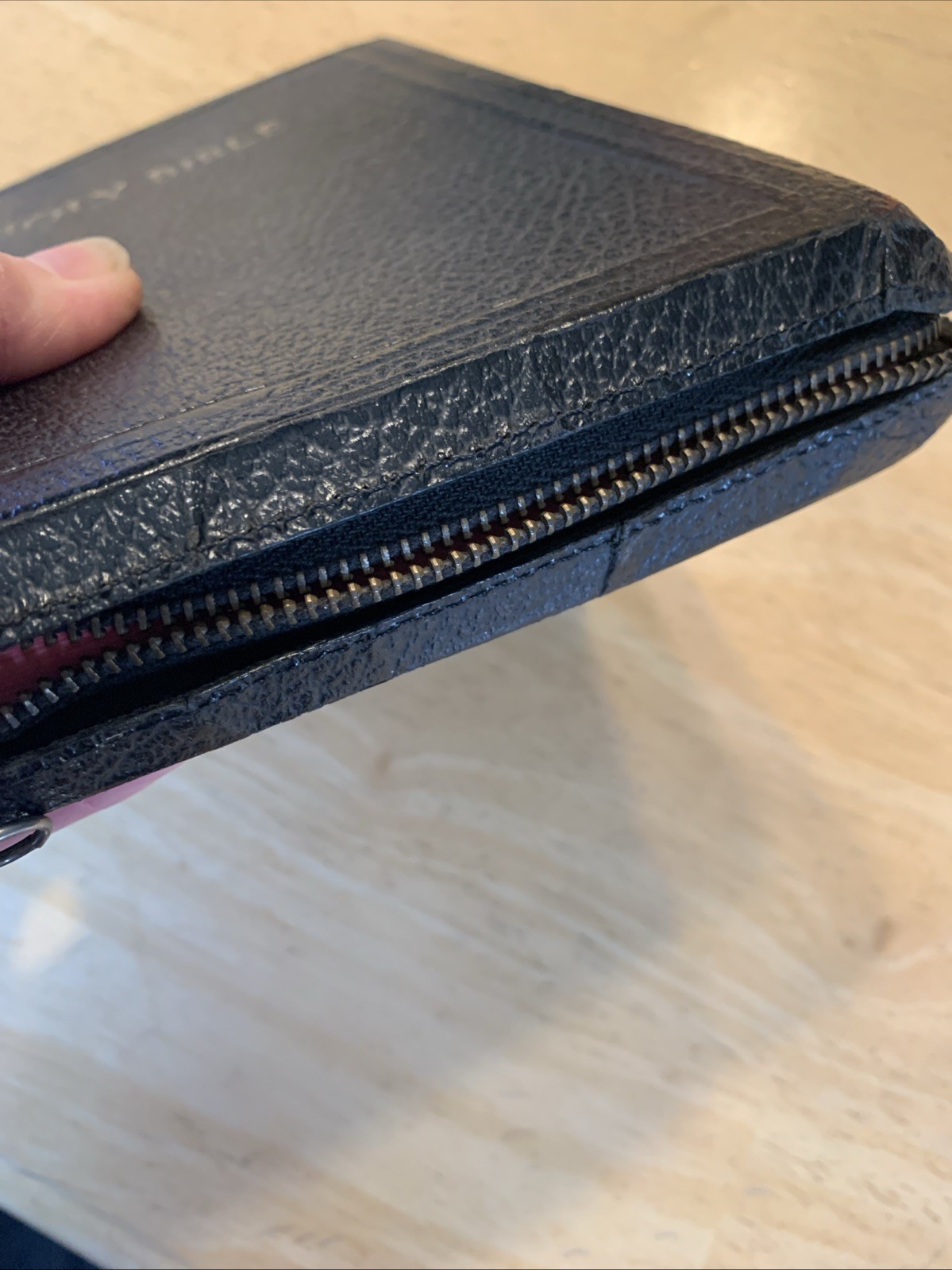 Vintage Holy Bible KJV American Bible Society Zipper Red Edges Maps Leather