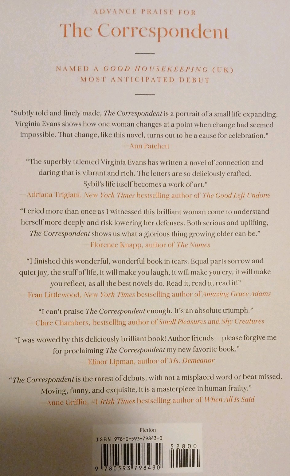 The Correspondent: A Novel by Virginia Evans (0593798430) Hardcover
