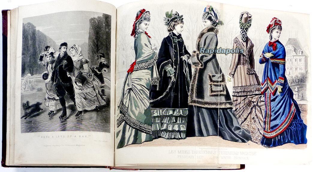 Leather Bound PETERSON’s MAGAZINE 1876 & 1877 ~ 900+ heavily illustrated pages