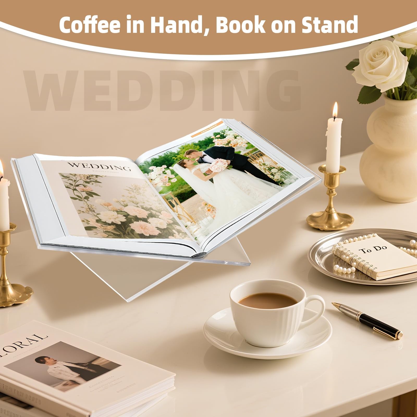 Clear Acrylic Book Stand Large 12.6 x 6.7 x 5 in Book Holder for Cookbooks Bible