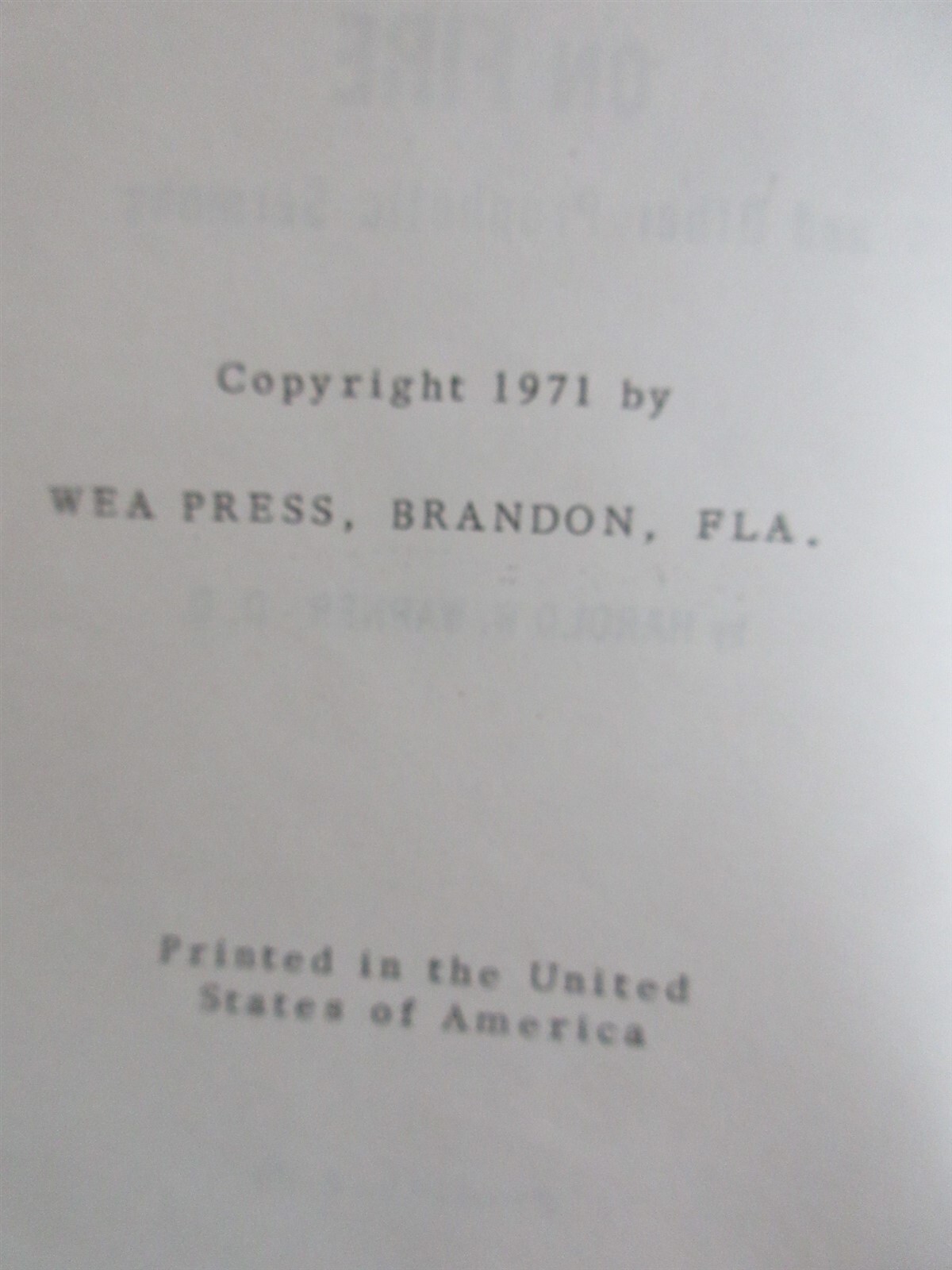 When the World’s on Fire booklet Harold W Warner 1971 58 pages