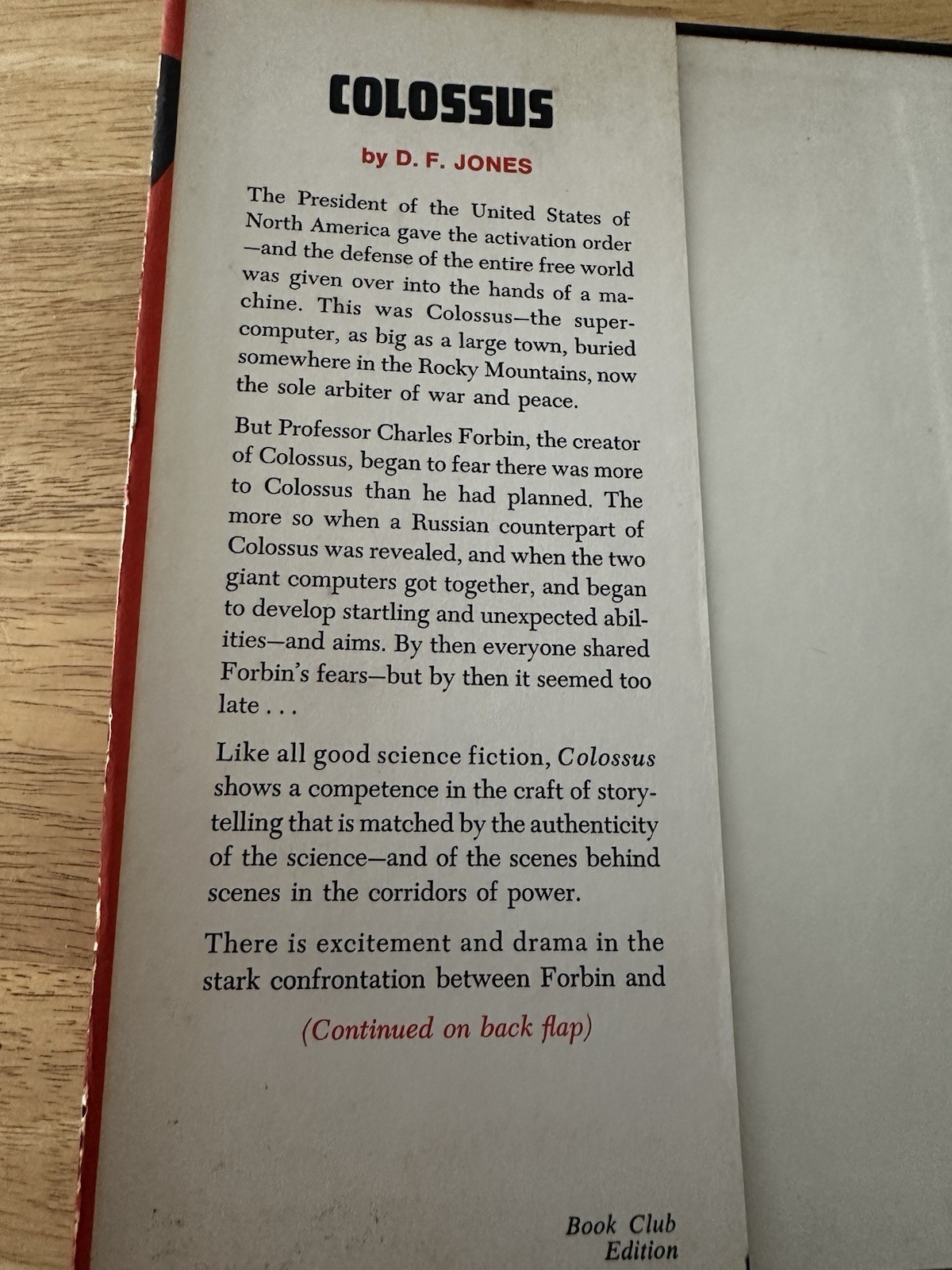 COLOSSUS by D. F. Jones Vintage 1966 HC DJ BCE Book Club Edition Vintage