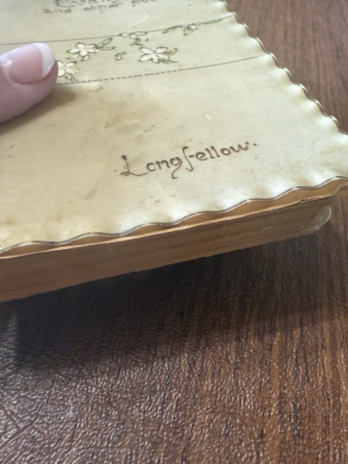 Vellum Cover Gold Leaf Antique Evangeline Longfellow Poem Book Rare Find! 1886