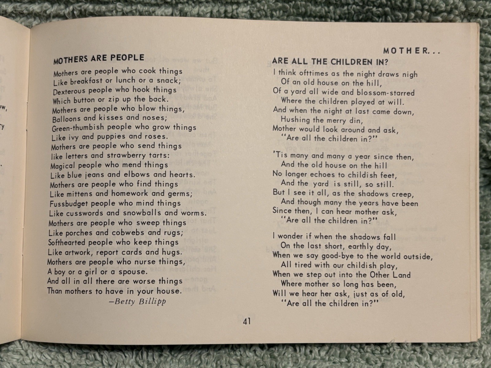 JUNE CHILDRESS “ Junes’s Favorite Book of Poems”. 138 selections, 92 pages.