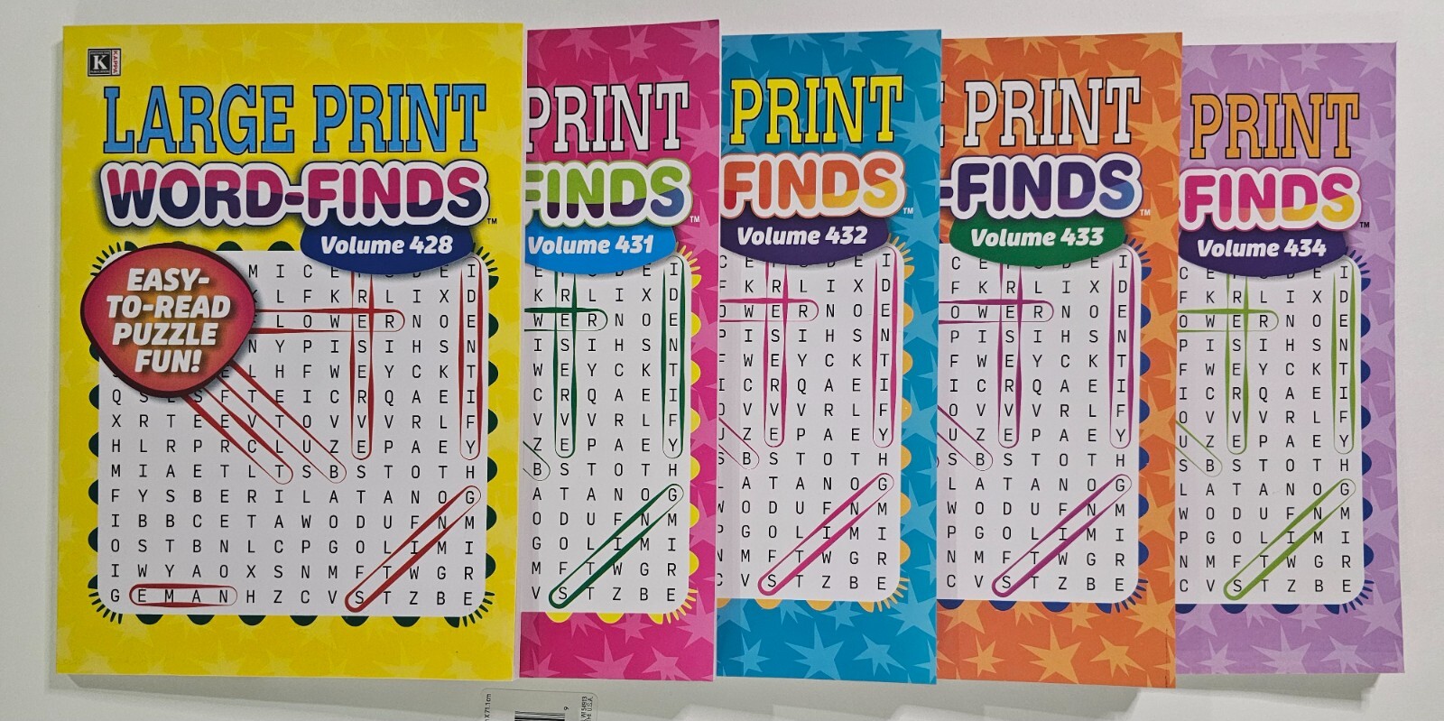 5 Large Print Word-Finds Puzzle Books Kappa Games Vol #428-434 ~ Search,Hunt NEW