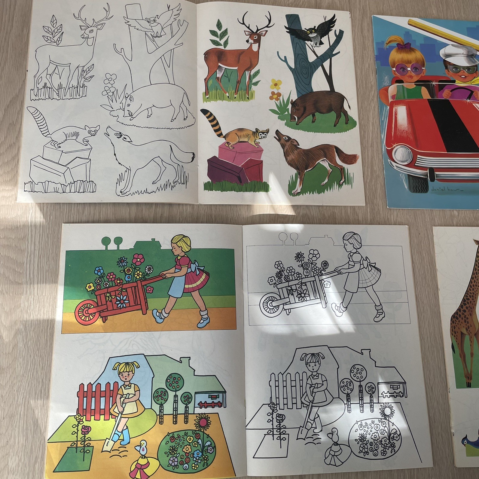 Vintage Daniel Bour Colouring Books Lot x5 Printed In Belgium 1960s 1970s