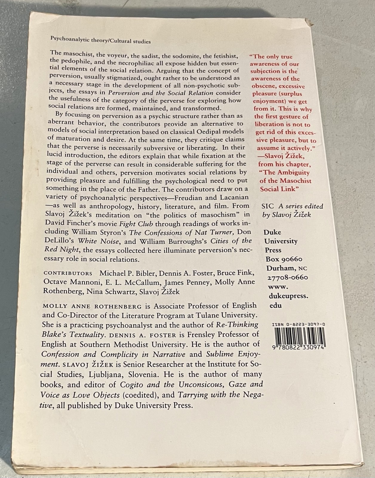Perversion and the Social Relation — SIC IV — Duke University Press — 2003 — I..