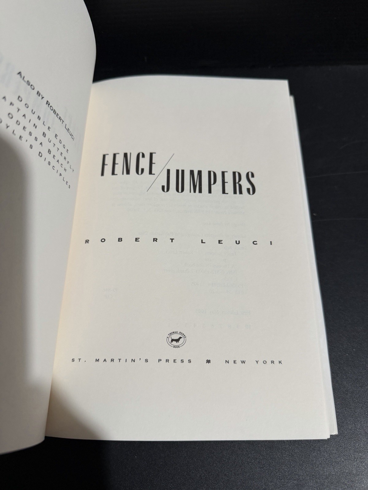 1st Edition 1st Printing Fence Jumpers : A Novel Robert Leuci HC DJ 1995 BONUS