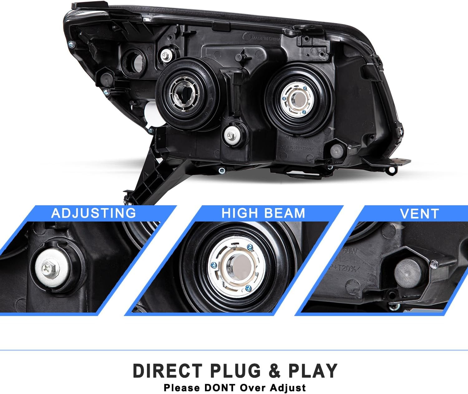 Headlight Assembly Compatible with 2006-2009 Toyota 4Runner Driver and Passenger