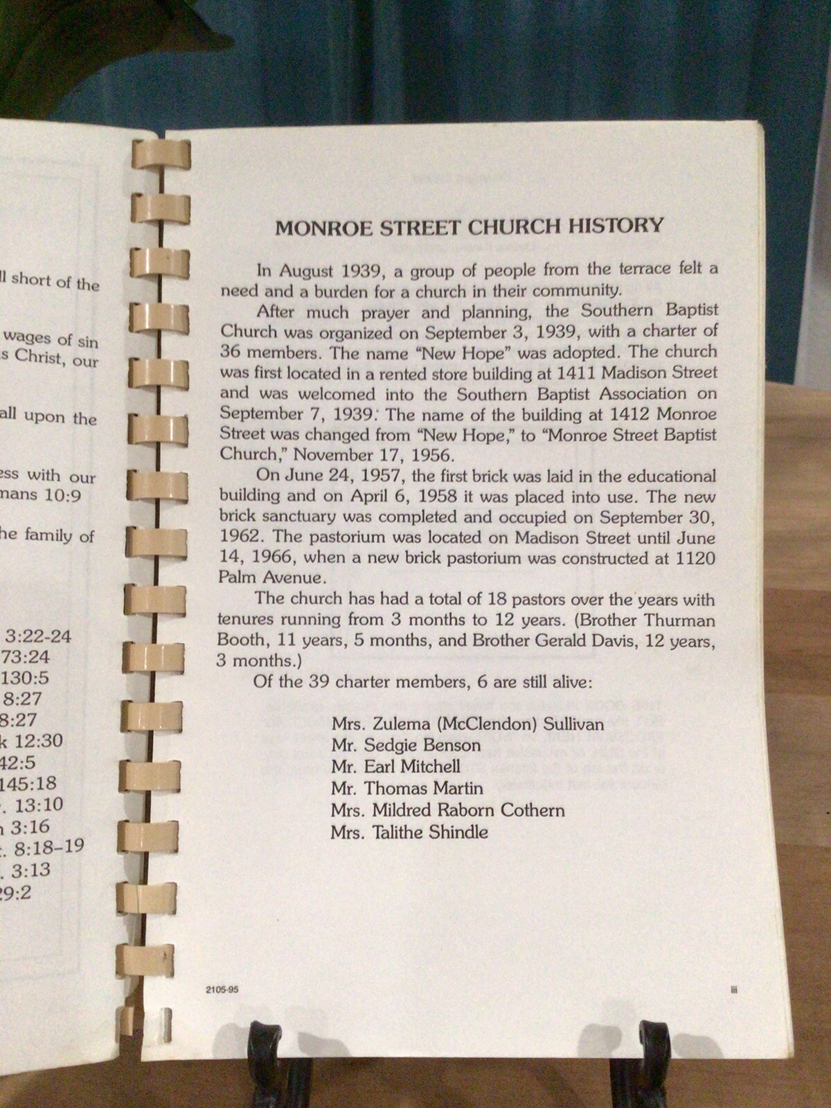VTG Monroe Street Baptist Church COOKBOOK 1995 Bogalusa, Louisiana 105 pages