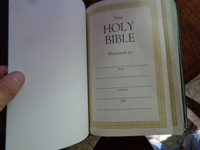 RIVERSIDE gray Genuine Leather Holy Bible KJV Giant Print Living Word WOC in red