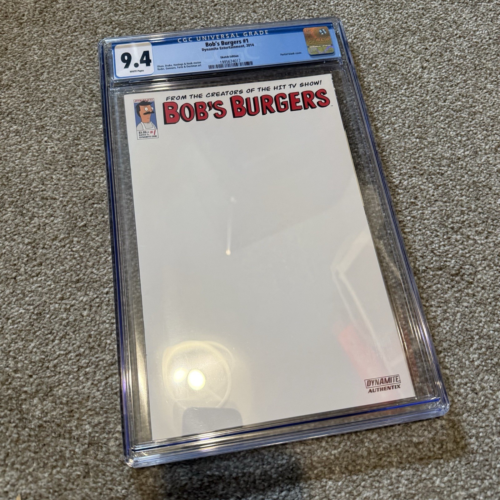 Bobs Burgers #1 Comic CGC 9.4 Graded Dynamic Entertainment 2014 Book Sketch
