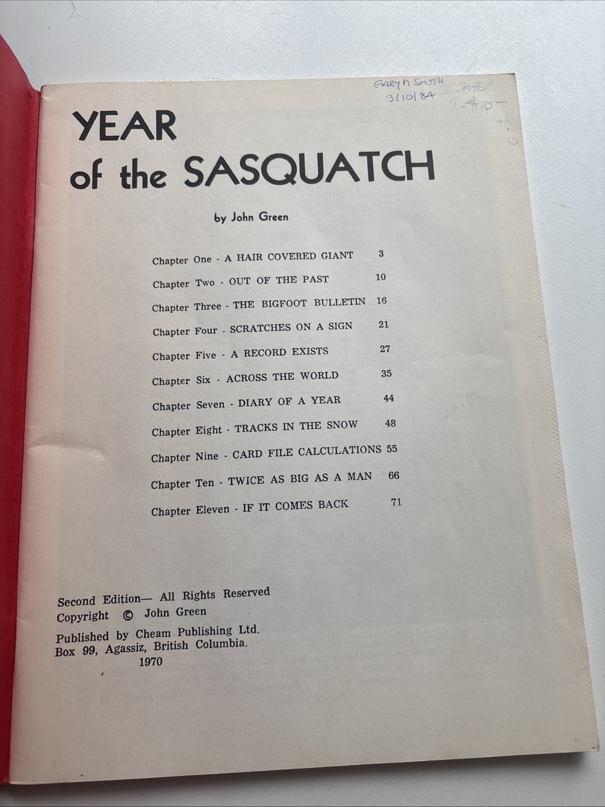 Year of the Sasquatch John Green 1970 Paperback Second Edition