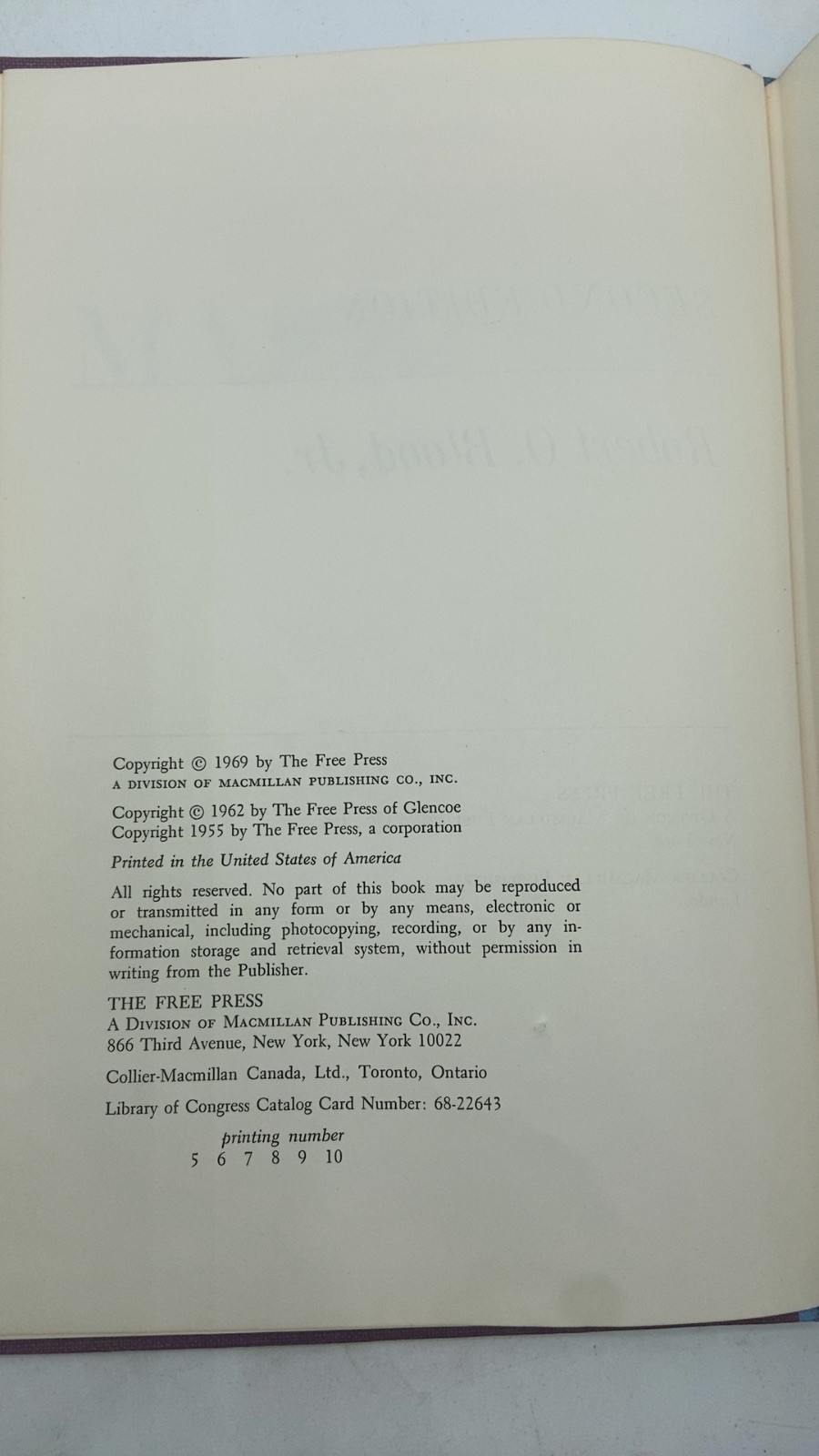 Marriage Robert O. Blood, Jr. Hardcover Second Edition 1969