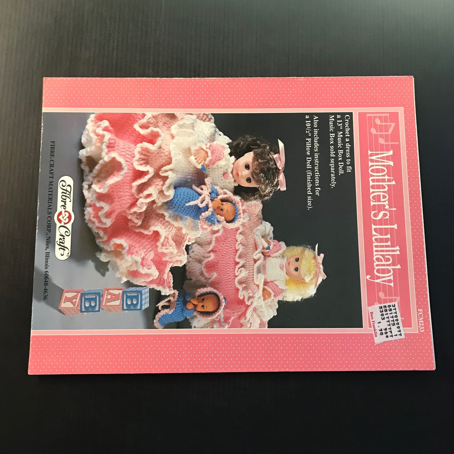 Mother’s Lullaby Crochet Pattern FCM233 1990 Music Box Doll Pillow Doll