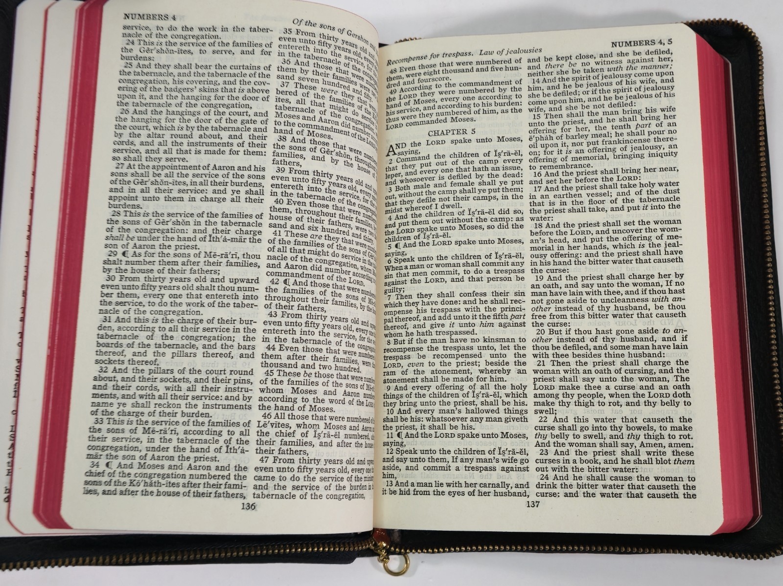 Holy Bible King James Version 1611 American Bible Society 1954 Zippered Closure