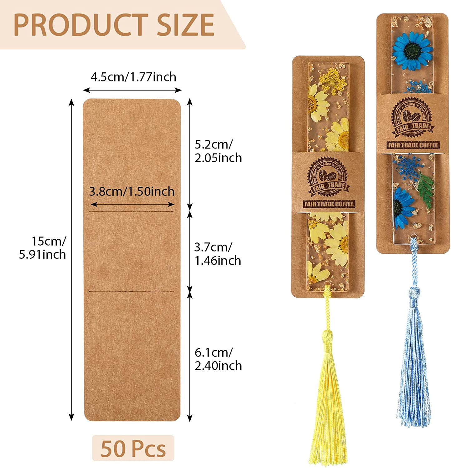 50 Pieces Resin Bookmark Holder Bulk 5. 9 x 1. 8 Inches Kraft Bookmark Sleeves D