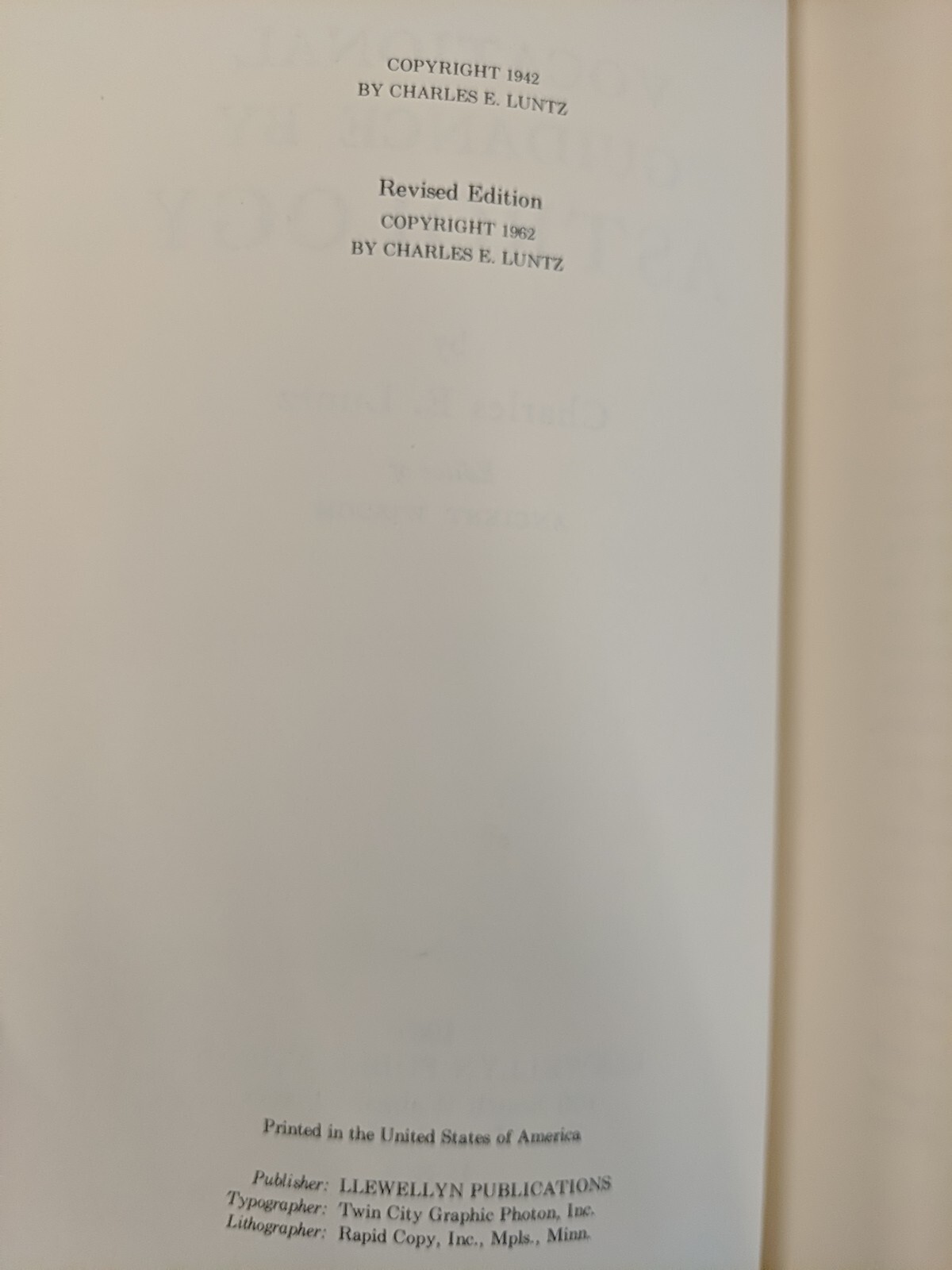 Vocational Guidance by Astrology by Charles Luntz Llewellyn Astrological 1978