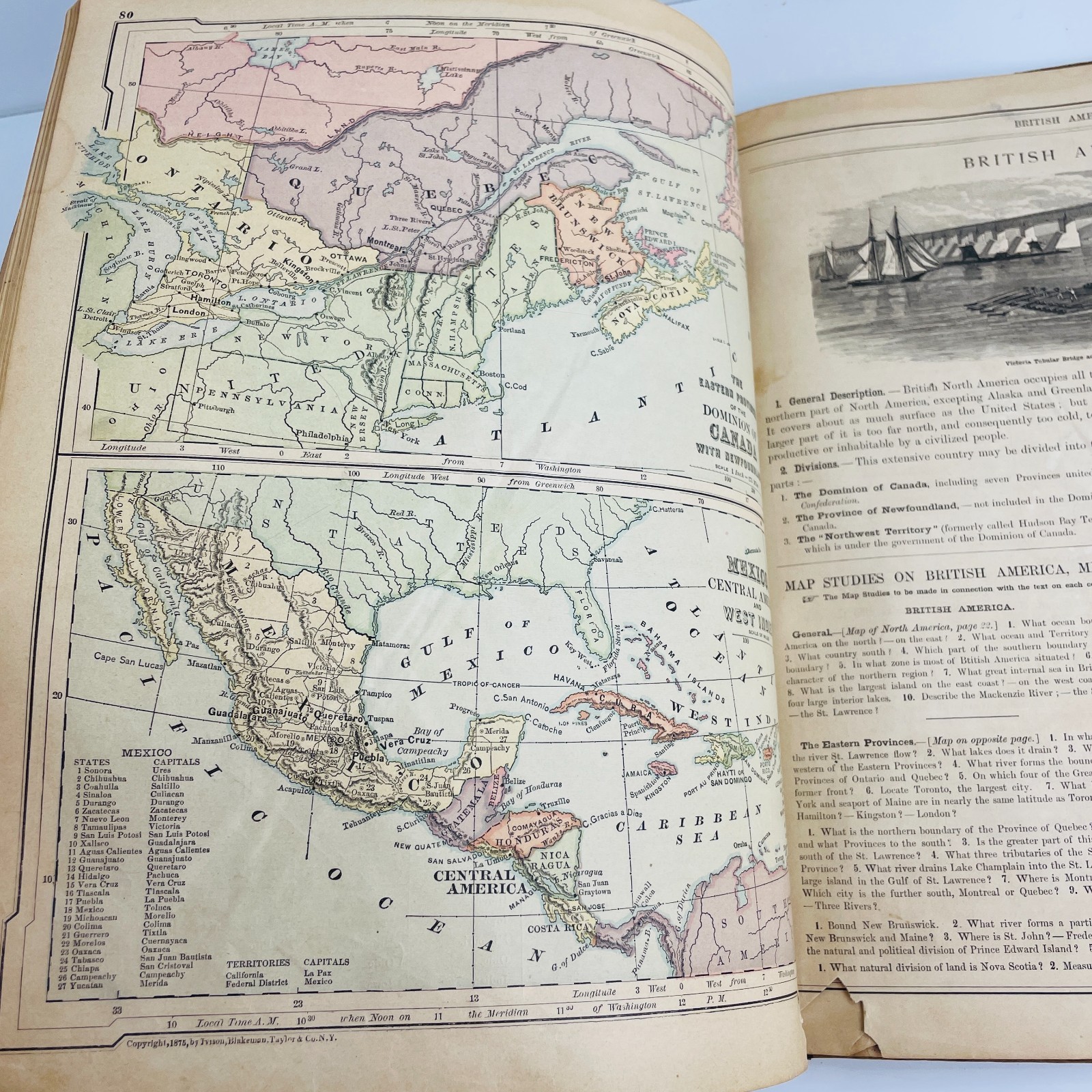 3 Antique Geography Textbooks Guyot 1869 McNally 1875 Swinton 1878 Old Maps