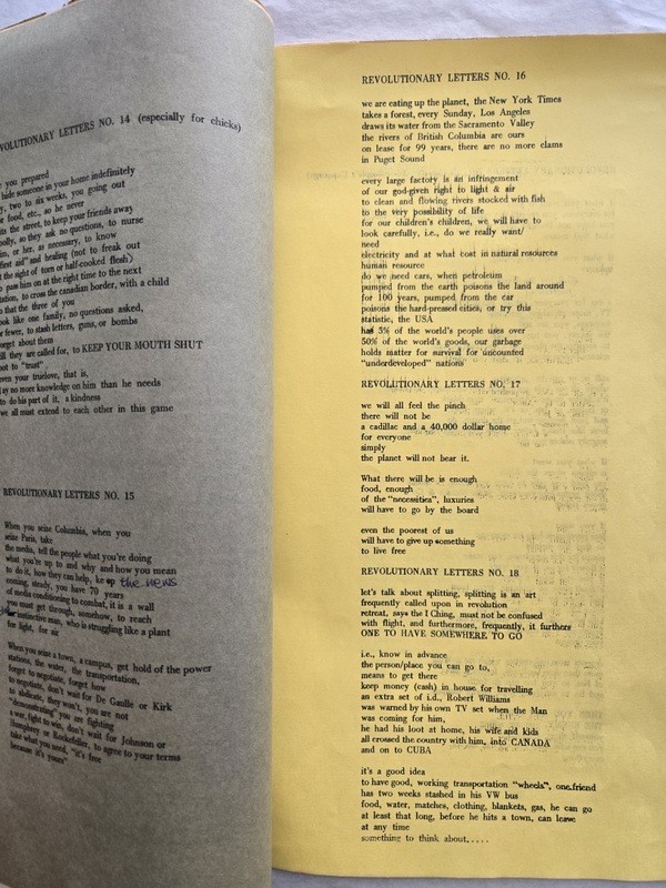 Original 1968 Diane Di Prima REVOLUTIONARY LETTERS 34 Poems Folio 8.5″ x 14″