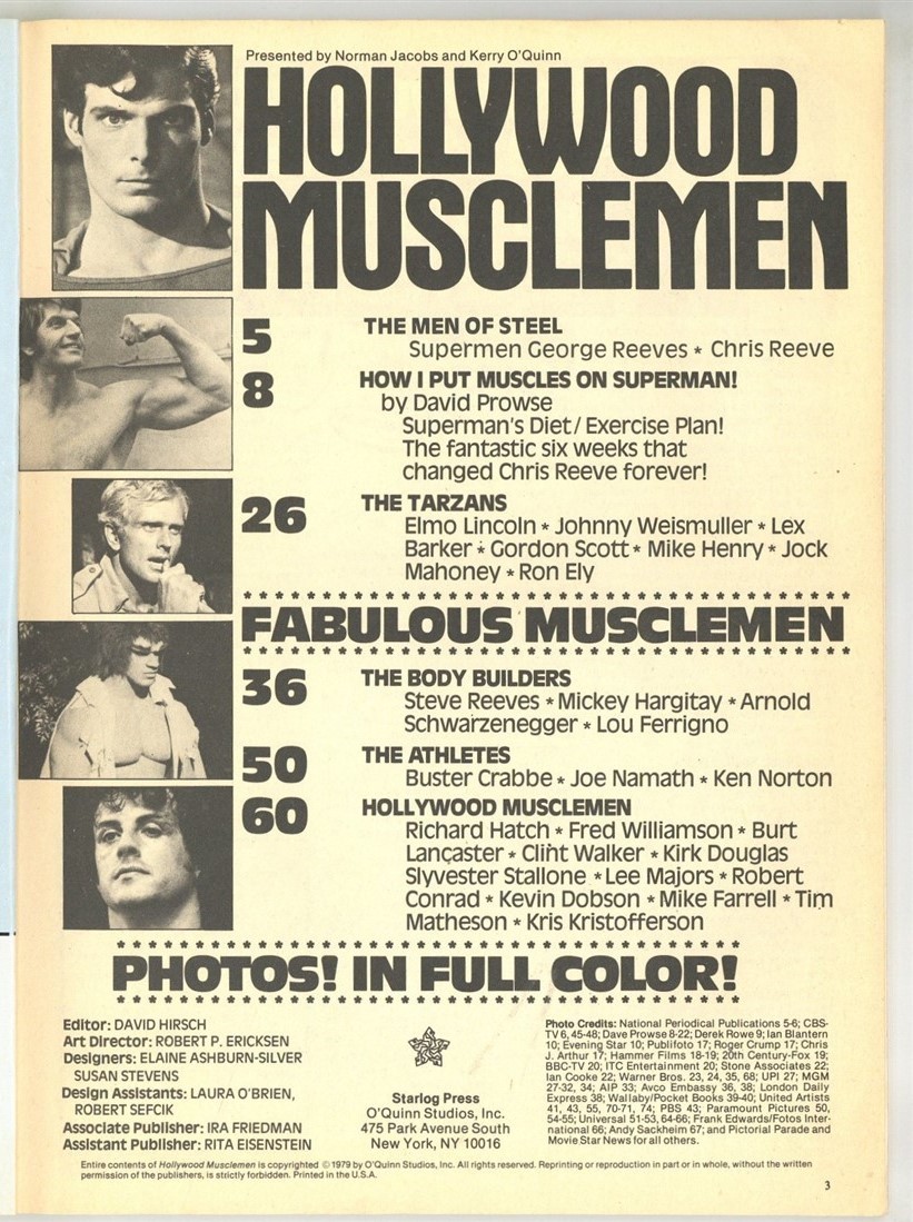 Hollywood Musclemen 1979 Christopher Reeves Superman, Schwarzenegger 76pg M38818
