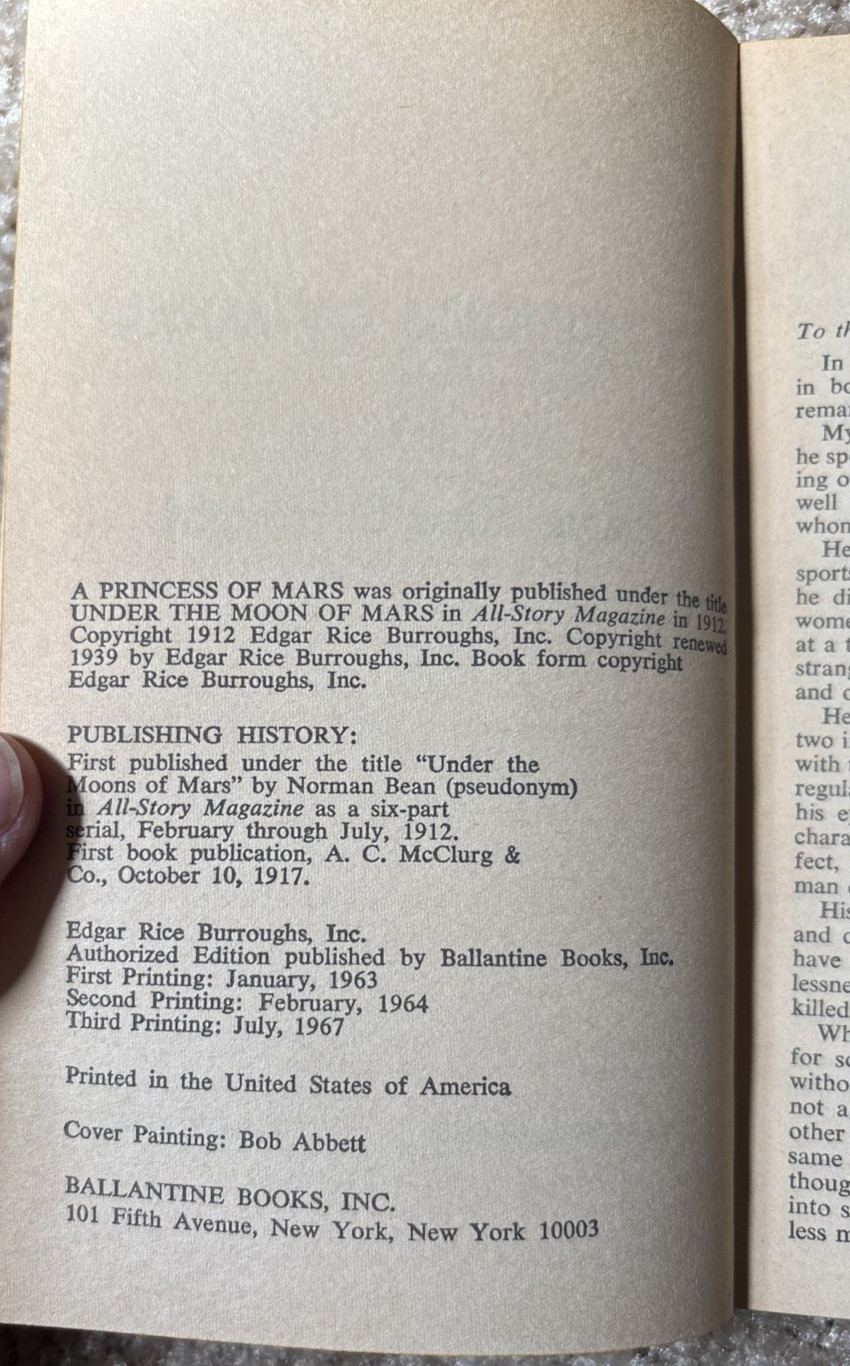 Vtg Edgar Rice Burroughs 1-11 Mars Paperbacks Martian Tales