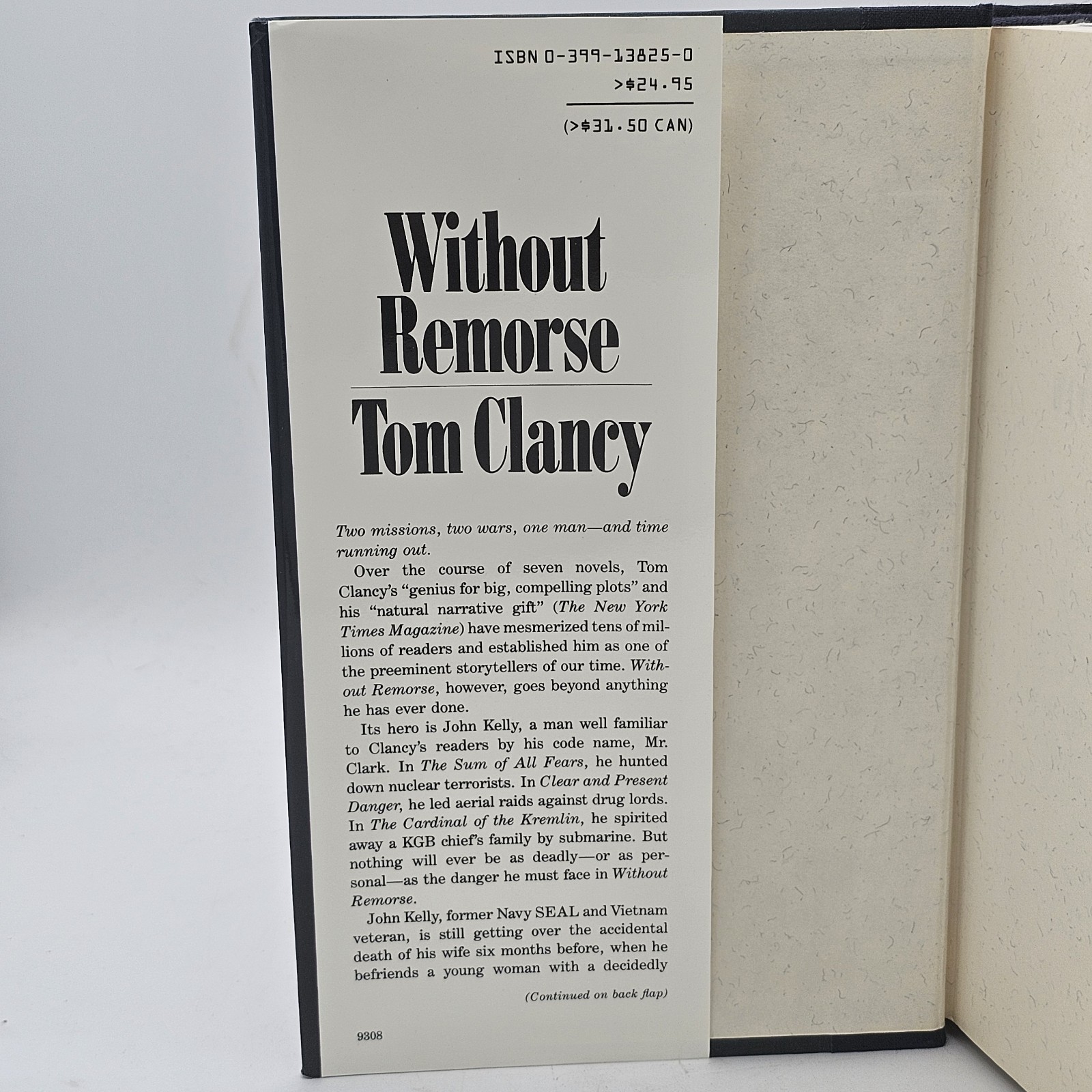 Without Remorse Tom Clancy 1993 1st Edition HC/DJ Military Thriller