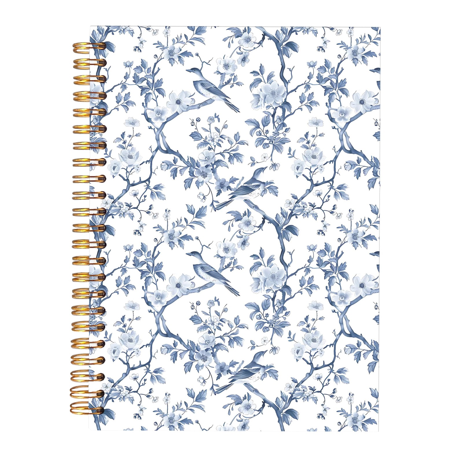Spiral Notebook Chinoiserie Floral Pattern Hardcover Journal 5.5×8.3in
