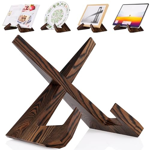 Cookbook Stand for Kitchen, Wooden Cook Book Holder, Recipe Book Stand 6.5in