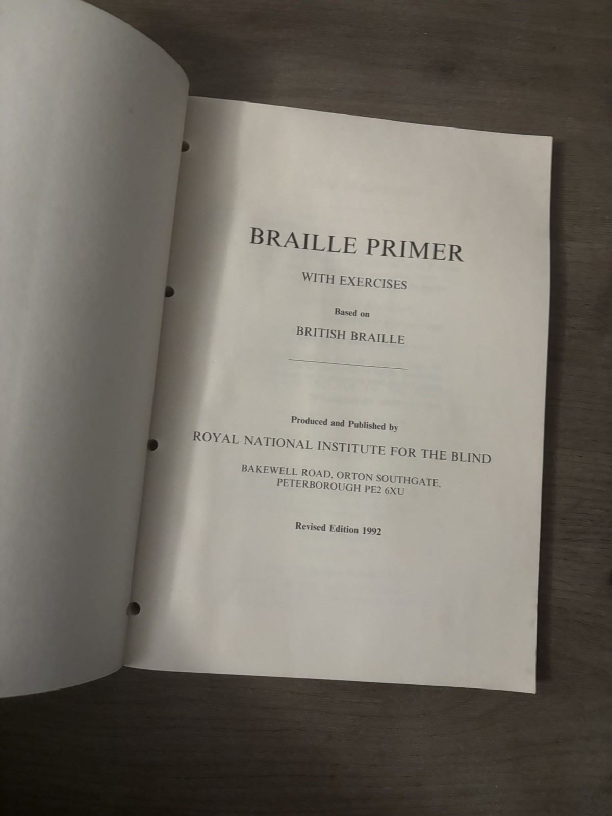 BRAILLE PRIMER WITH EXERCISES EDITION 1992 RARE RNBIB
