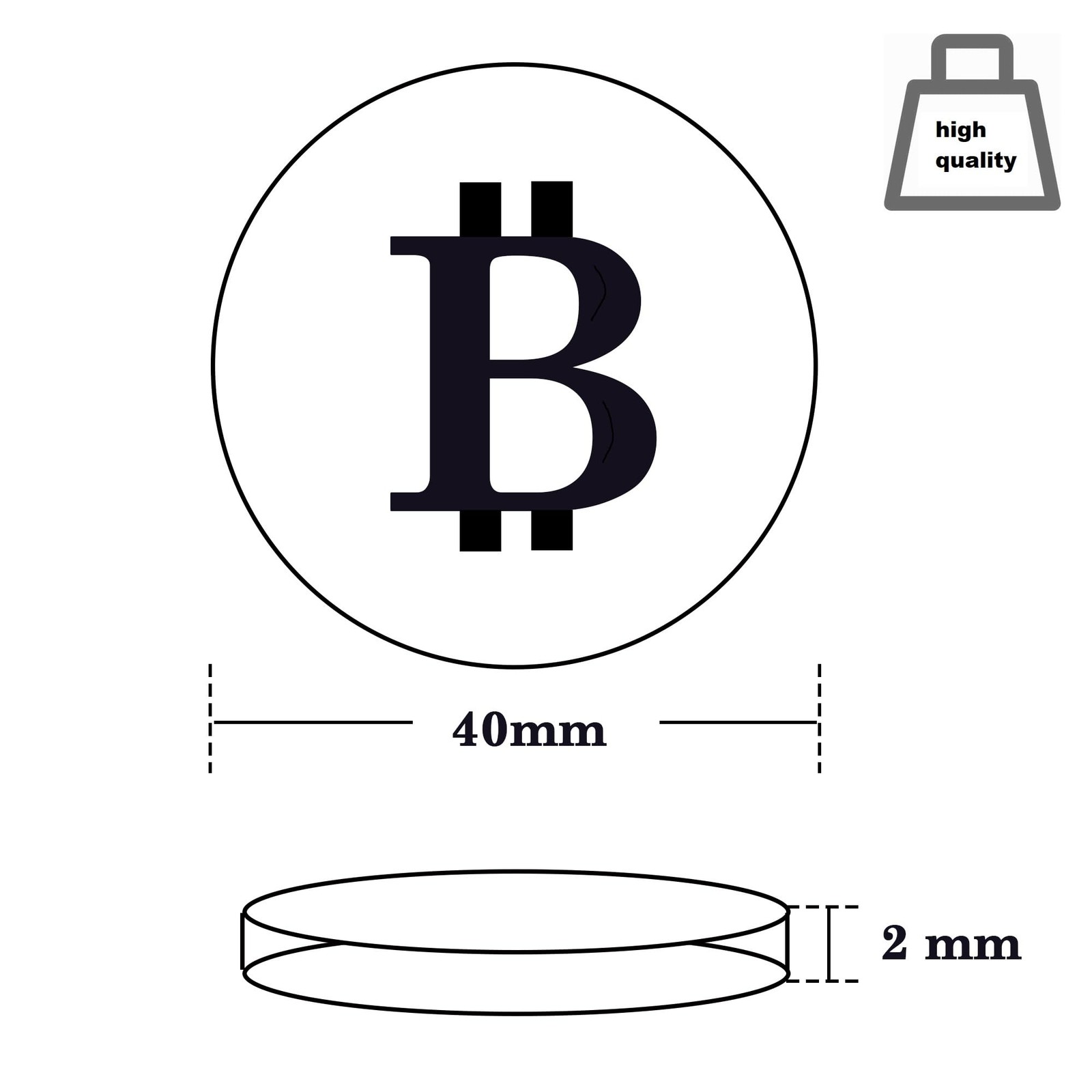 SOLIPECT 9PC Bitcoin Coin | Physical 40Mm Diameter, 1.5Mm Thick, 20G Weight