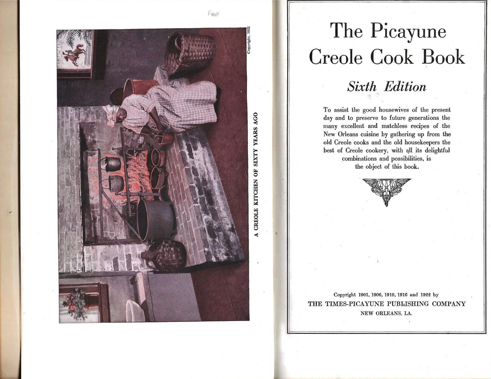 Picayune Creole Cook Book Hardcover 390 Pages Sixth Edition 1922 Free S/H