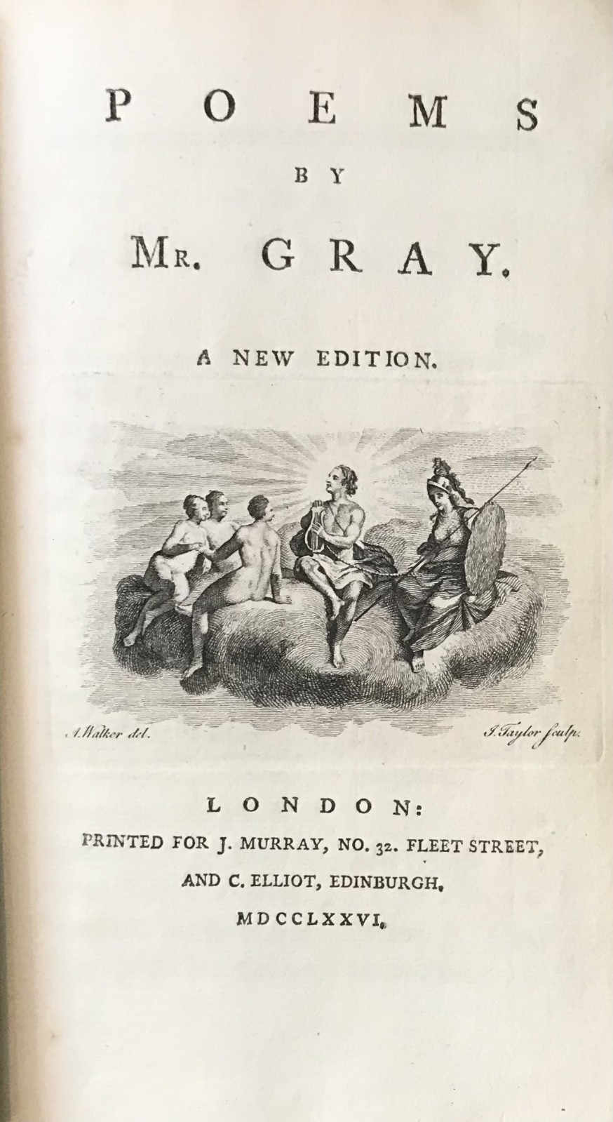 THOMAS GRAY ” POEMS BY MR. GRAY ” 1776 FULL LEATHER VG- 2 ENGRAVINGS