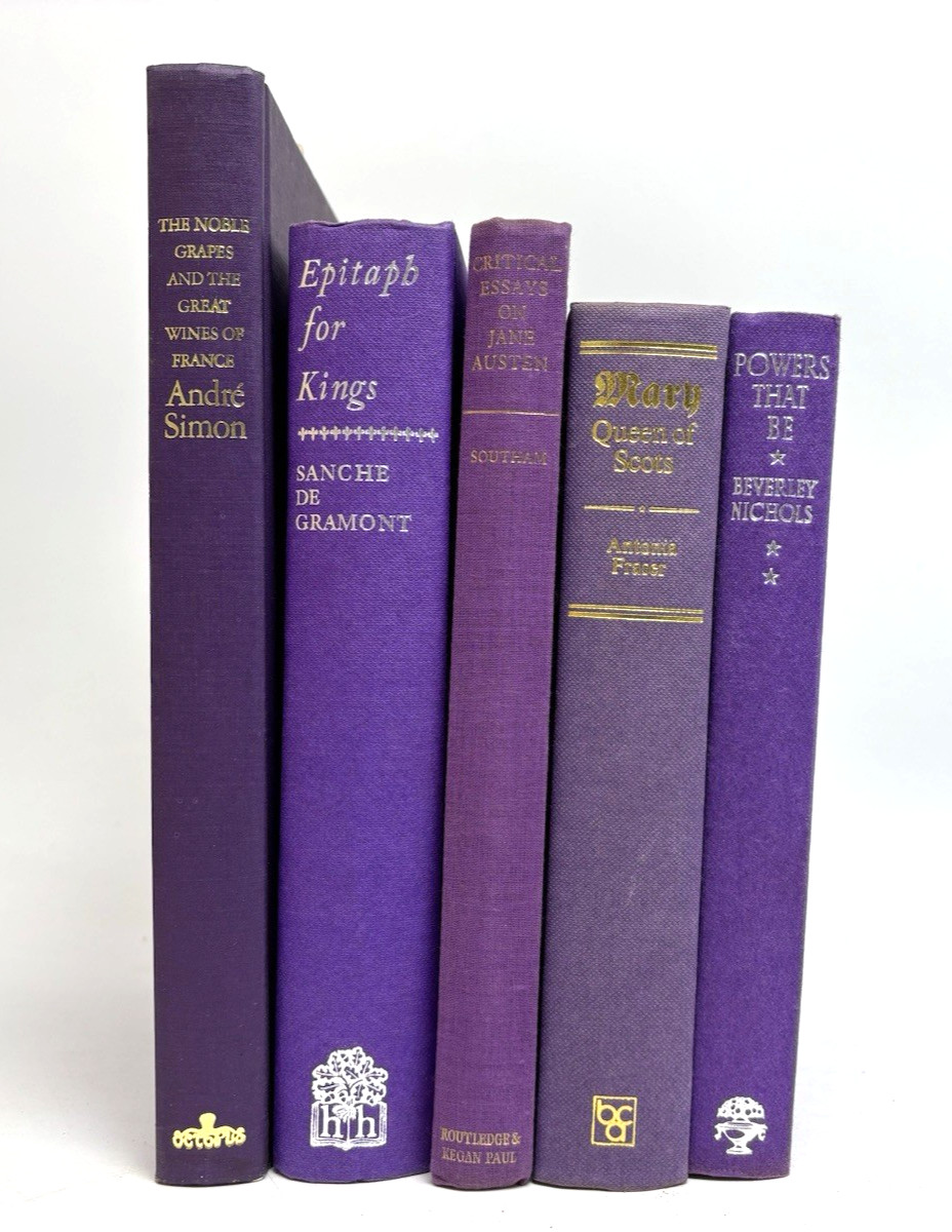 Collection of Purple Books for Decoration. 15.5cm shelf space.