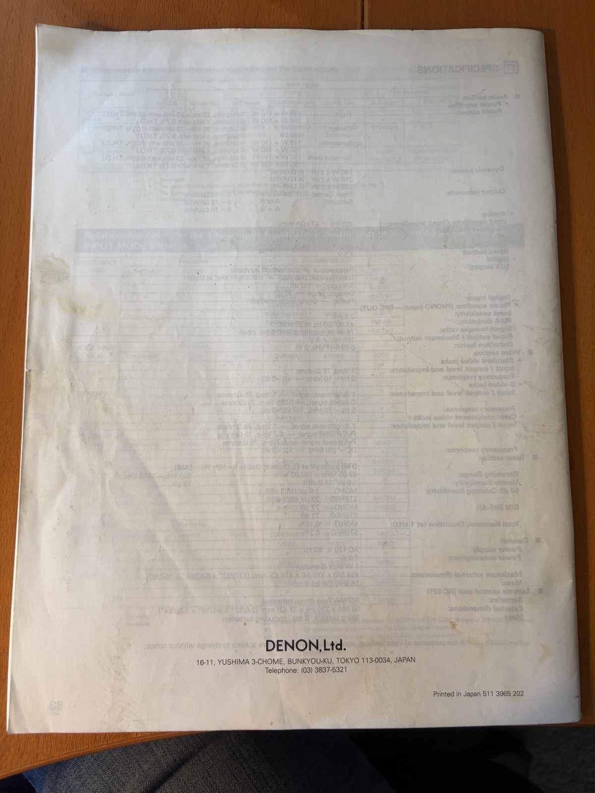 Denon AVR-3803/1083 Instruction Manual: 84 Pages