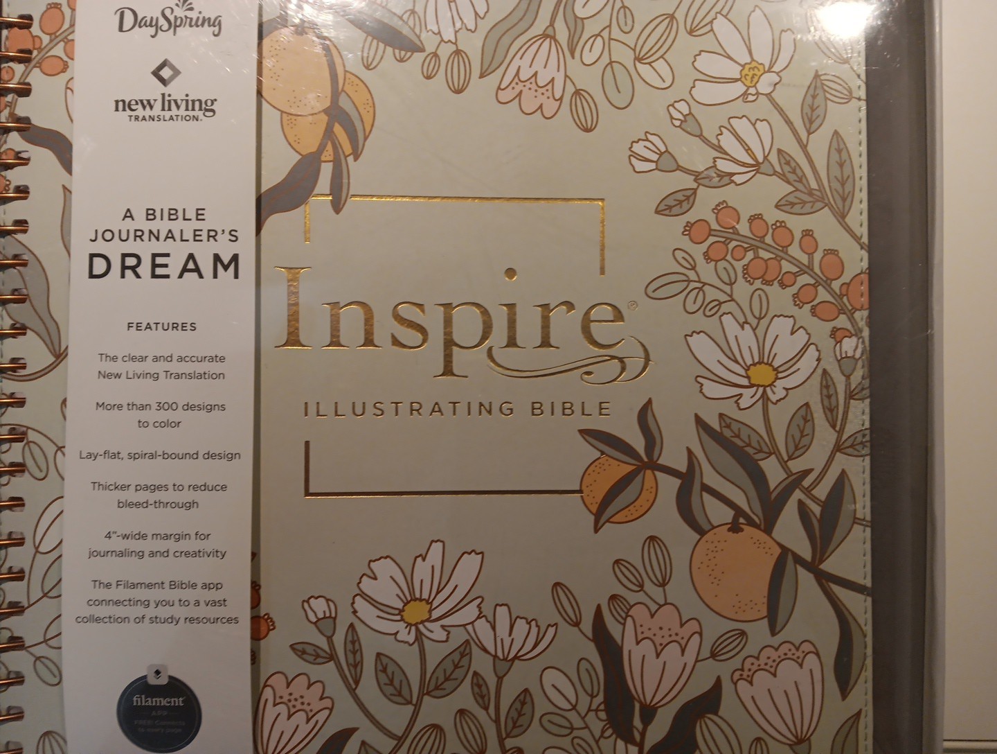 NLT DaySpring Inspire Illustrating Bible Filament Enabled -Spiral Bound- New