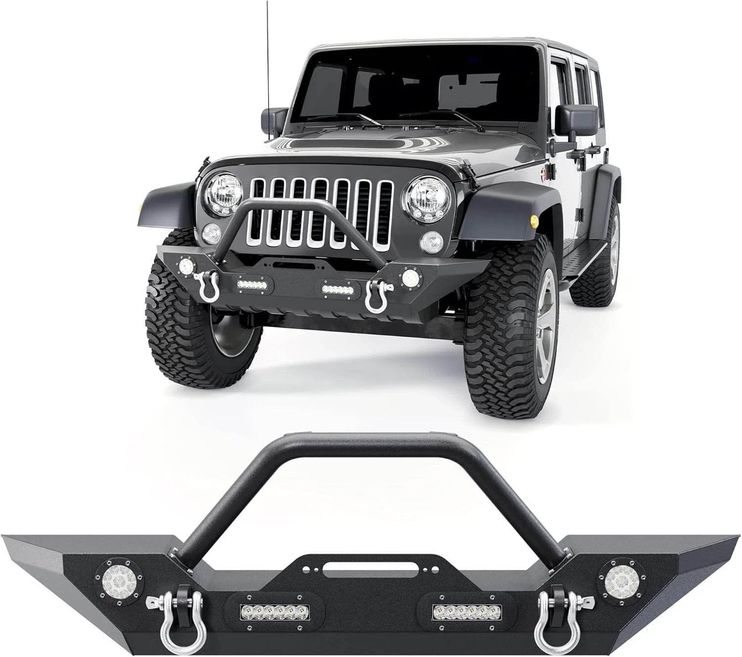‎ Front Bumper Compatible with 2007-2025 Wrangler Unlimited JL/JLU & Gladiator J
