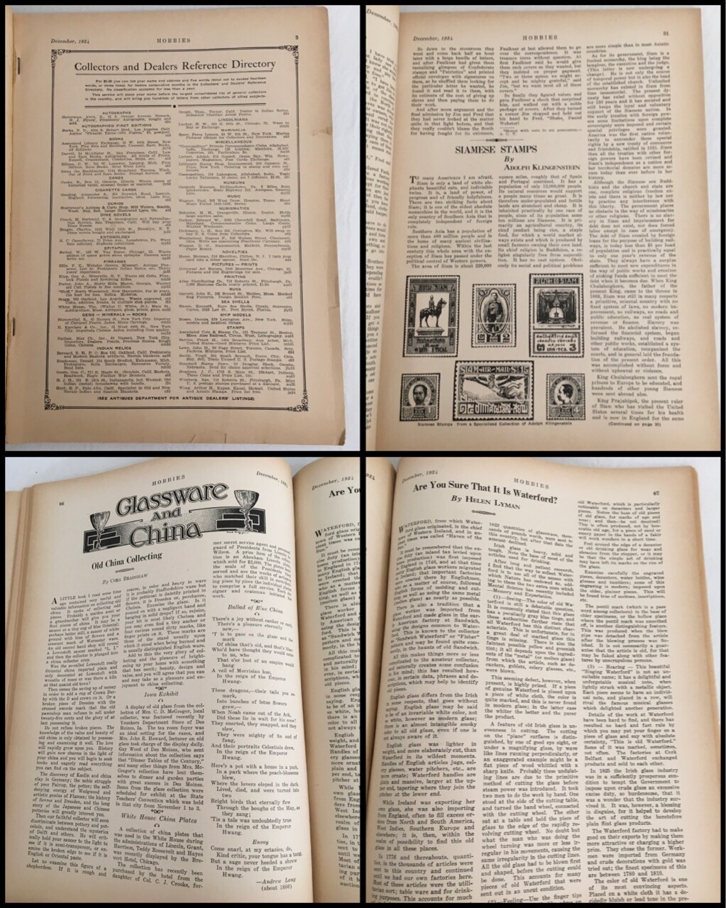 HOBBIES Magazine For Collectors – December 1934 Edition – 130 Pgs