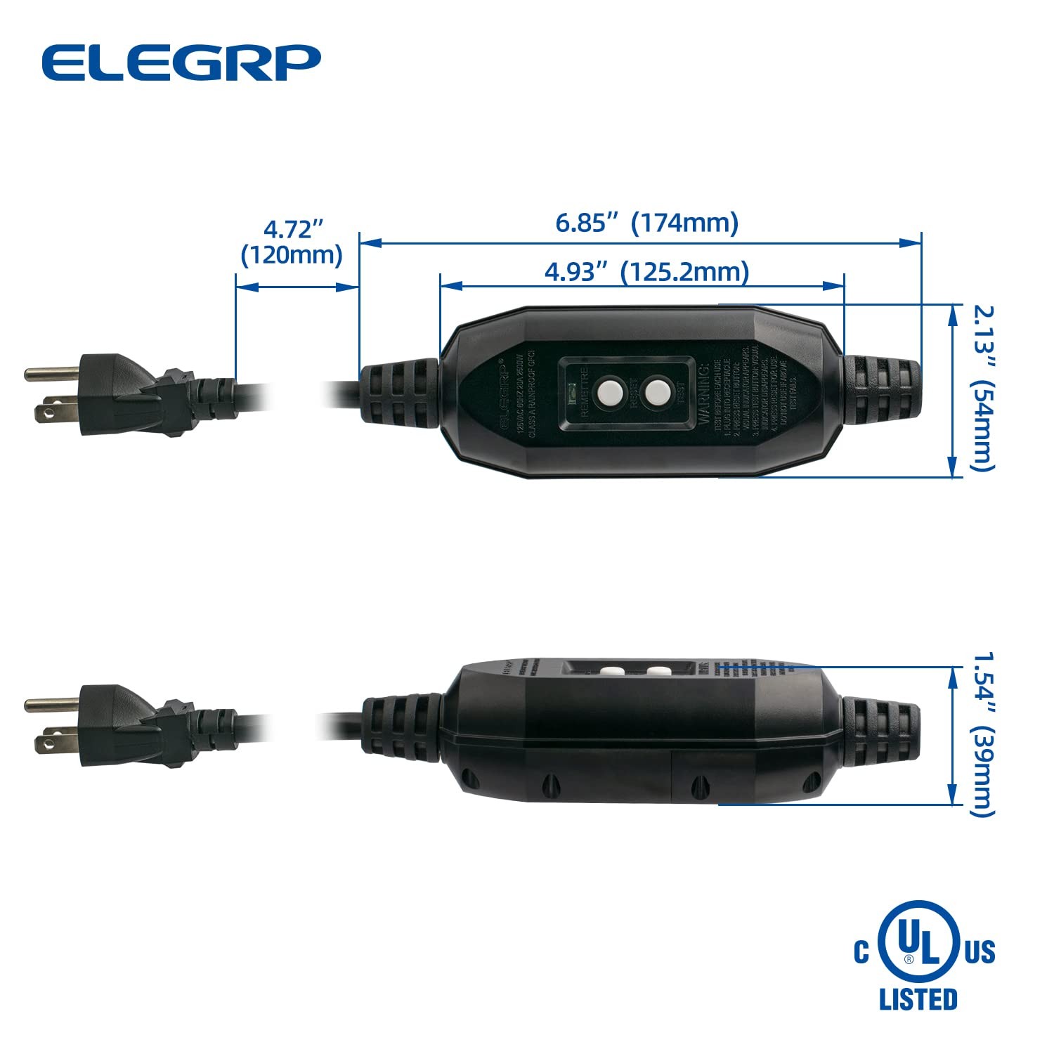 ELEGRP G1215CA G20CAR Patented Auto-Monitoring GFCI Replacement Plug Inline Asse